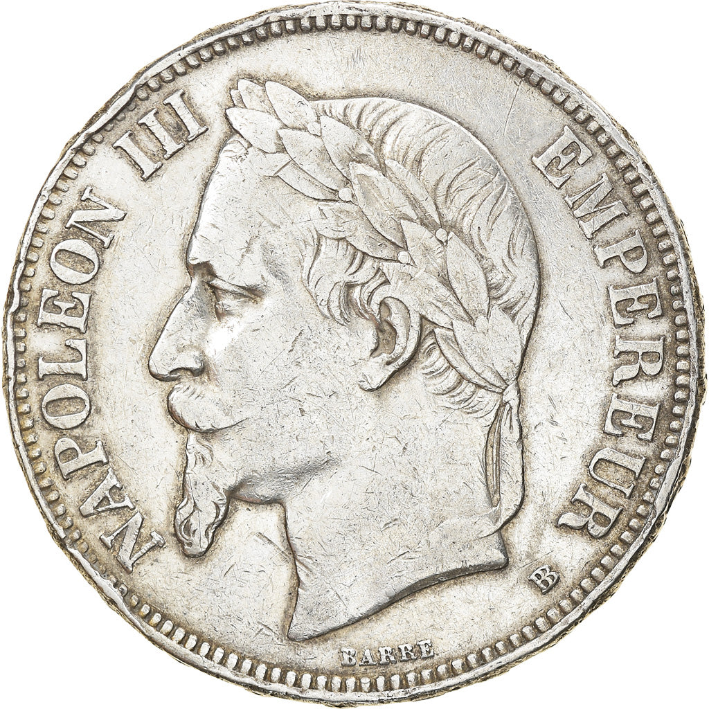 Moneta, Francia, Napoléon III, 5 Francs, 1870, Strasbourg, BB, Argento