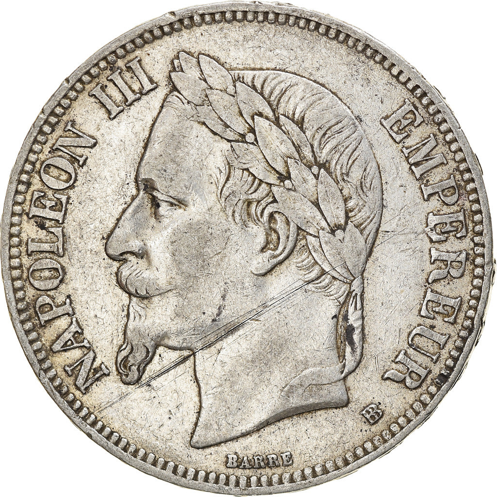 Moneta, Francia, Napoléon III, 5 Francs, 1870, Strasbourg, BB, Argento