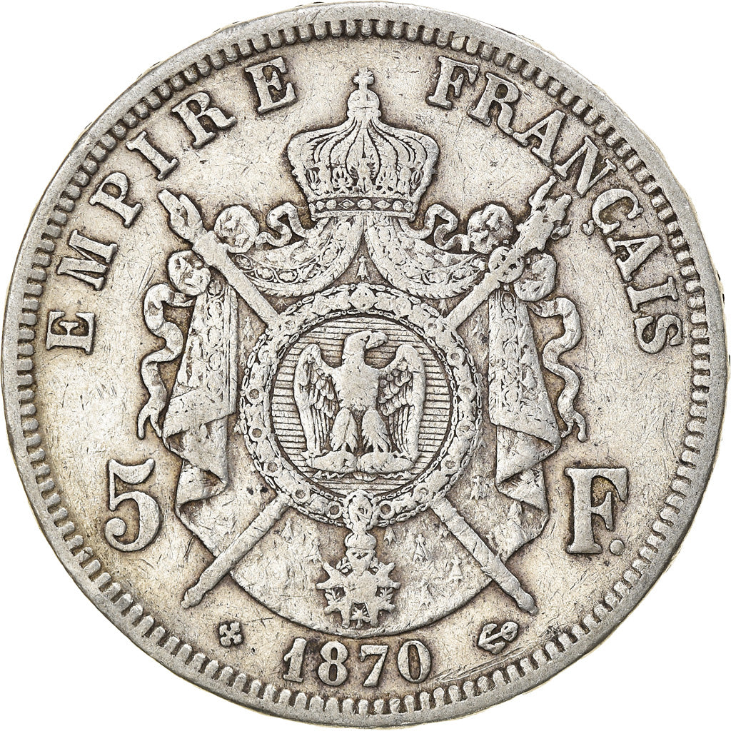Münze, Frankreich, Napoléon III, 5 Francs, 1870, Strasbourg, SS, Silber