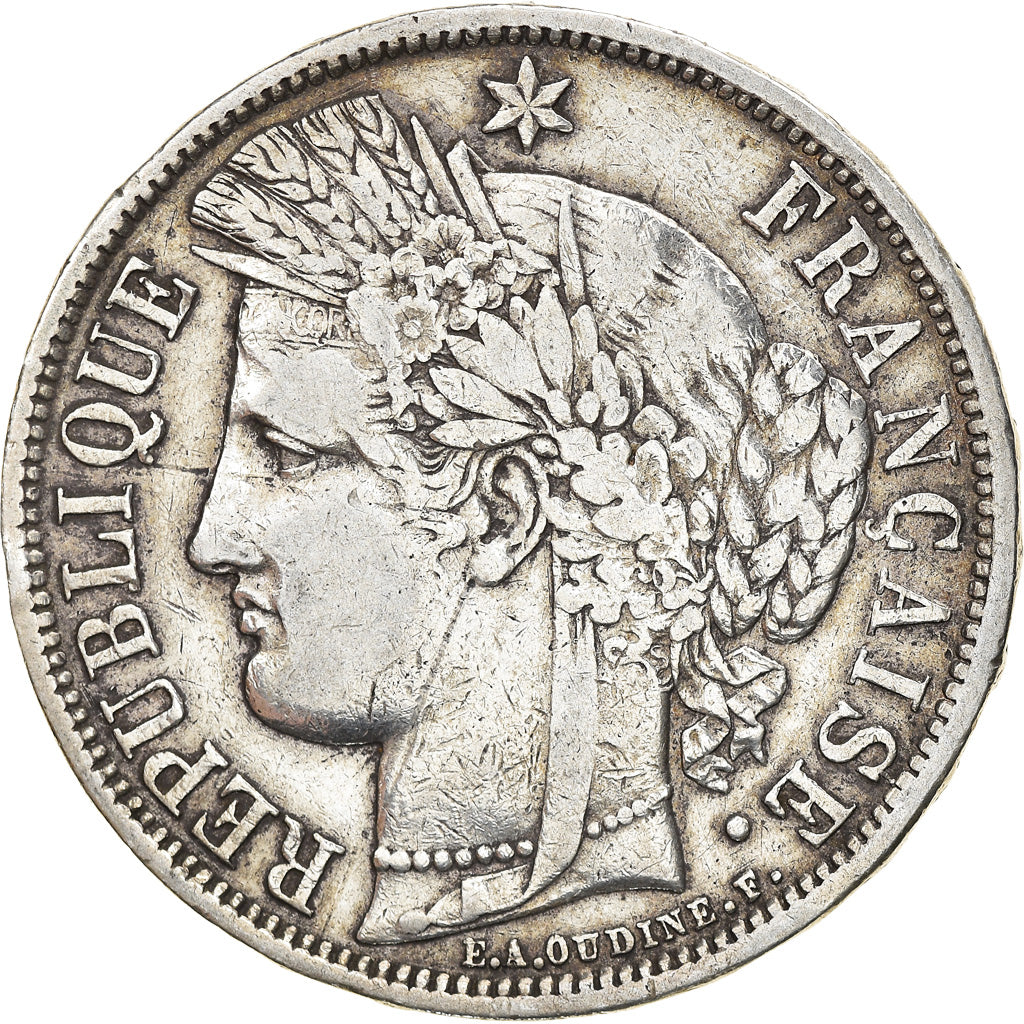 Moneta, Francia, Cérès, 5 Francs, 1870, Bordeaux, MB+, Argento, KM:818.2