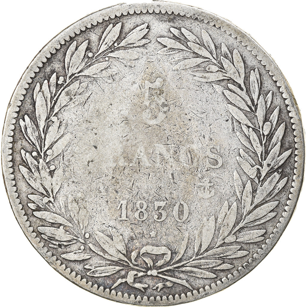 Moneta, Francia, Louis-Philippe, 5 Francs, 1830, Paris, MB, Argento, KM:736.1