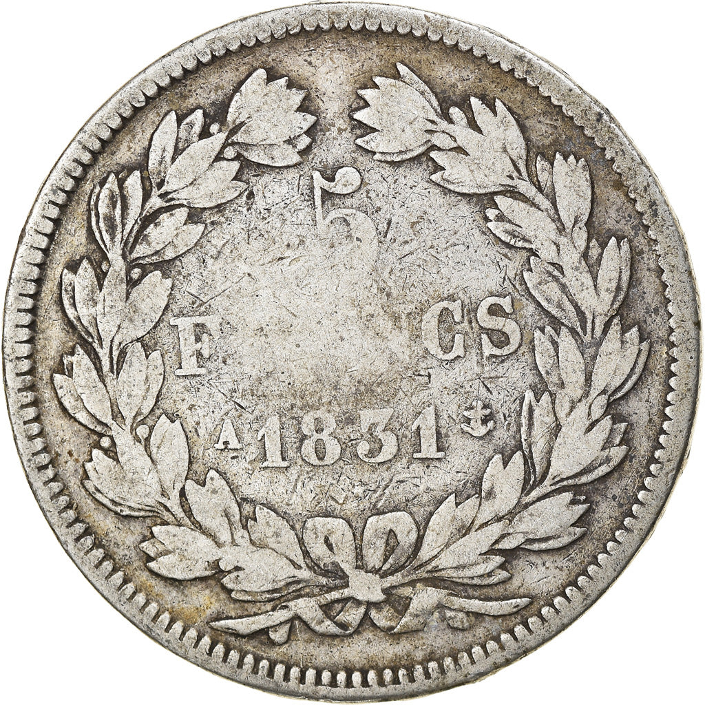 Coin, France, Louis-Philippe, 5 Francs, 1831, Paris, VF(20-25), Silver