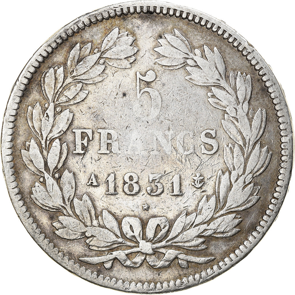 Coin, France, Louis-Philippe, 5 Francs, 1831, Paris, VF(20-25), Silver