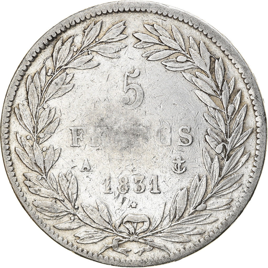 Munten, Frankrijk, Louis-Philippe, 5 Francs, 1831, Paris, FR, Zilver, KM:735.1