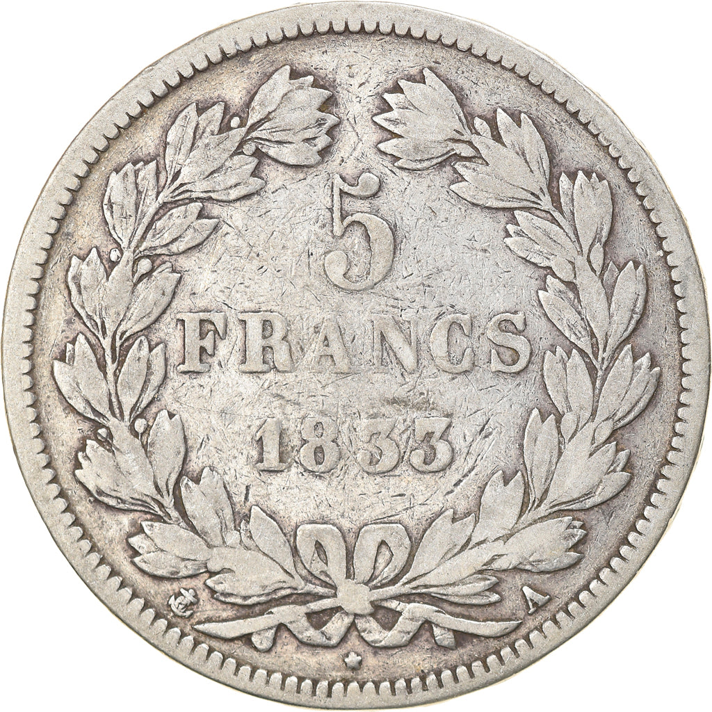 Munten, Frankrijk, Louis-Philippe, 5 Francs, 1833, Paris, FR, Zilver, KM:749.1