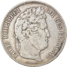 Moneda, Francia, Louis-Philippe, 5 Francs, 1833, Paris, BC+, Plata, KM:749.1