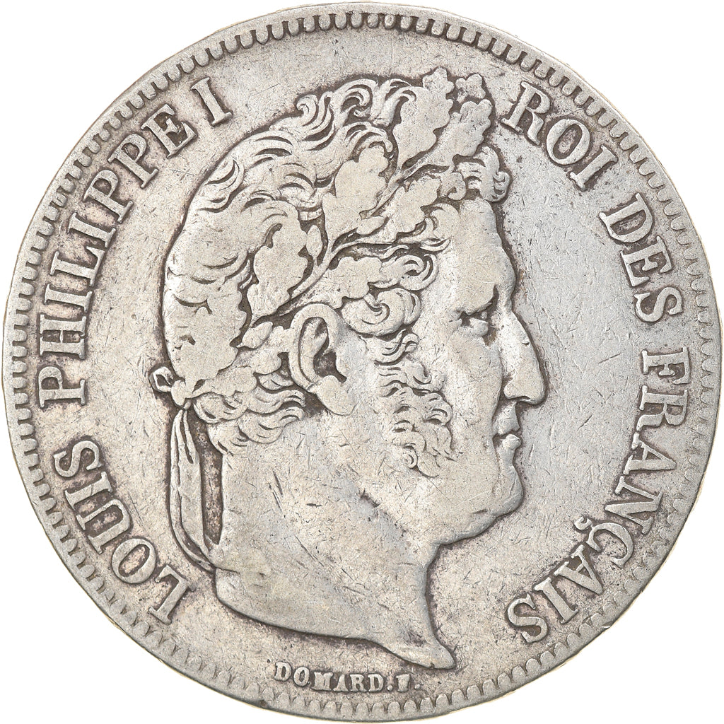 Moeda, França, Louis-Philippe, 5 Francs, 1835, Paris, VF(20-25), Prata
