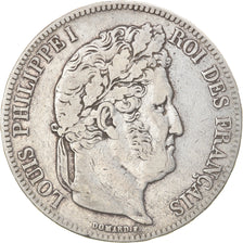 Moeda, França, Louis-Philippe, 5 Francs, 1835, Paris, VF(20-25), Prata