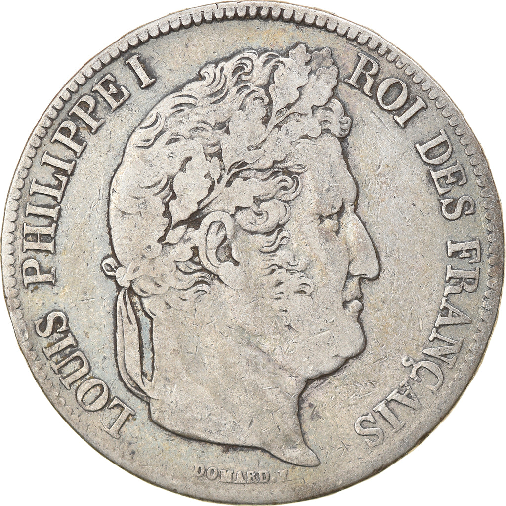 Coin, France, Louis-Philippe, 5 Francs, 1837, Paris, VF(20-25), Silver