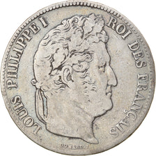 Coin, France, Louis-Philippe, 5 Francs, 1837, Paris, VF(20-25), Silver