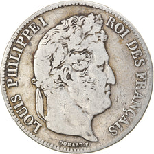 Moeda, França, Louis-Philippe, 5 Francs, 1837, Paris, VF(20-25), Prata