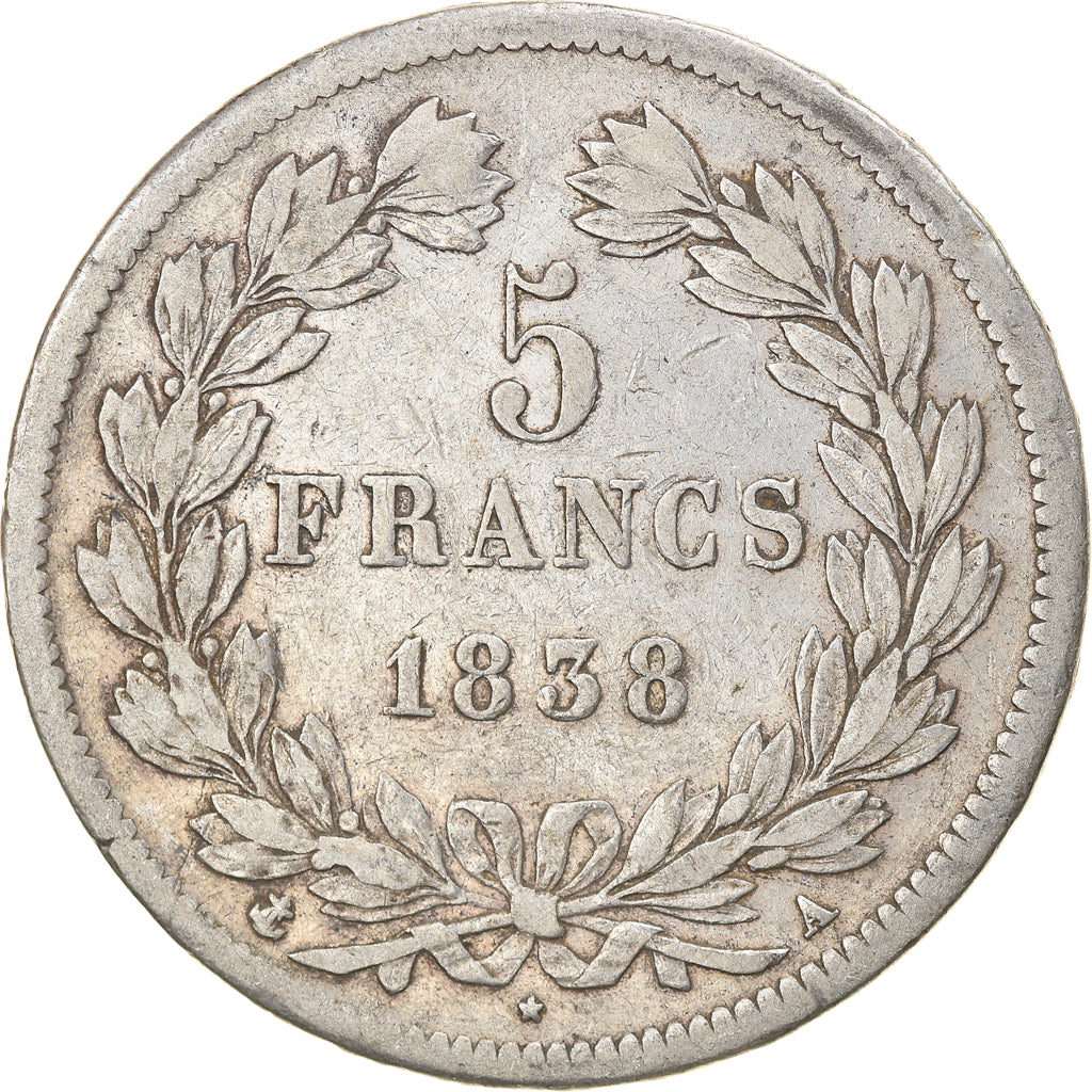 Coin, France, Louis-Philippe, 5 Francs, 1838, Paris, VF(20-25), Silver