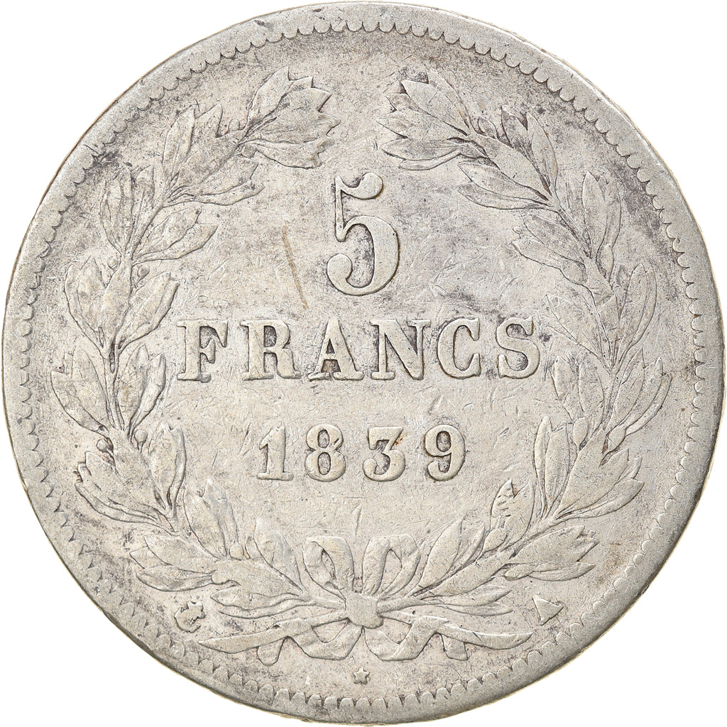 Monnaie, France, Louis-Philippe, 5 Francs, 1839, Paris, TB, Argent, Gadoury:678