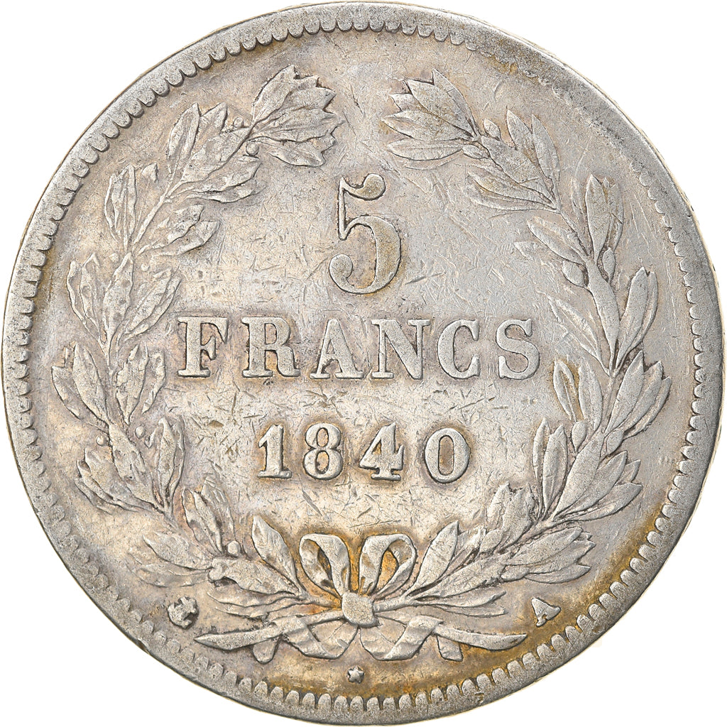 Münze, Frankreich, Louis-Philippe, 5 Francs, 1840, Paris, S+, Silber, KM:749.1