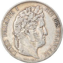 Moneta, Francia, Louis-Philippe, 5 Francs, 1844, Paris, MB+, Argento, KM:749.1