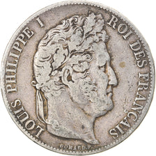 Moneta, Francia, Louis-Philippe, 5 Francs, 1845, Paris, MB, Argento, KM:749.1