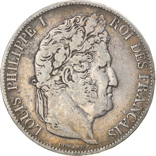 Moeda, França, Louis-Philippe, 5 Francs, 1847, Paris, VF(30-35), Prata