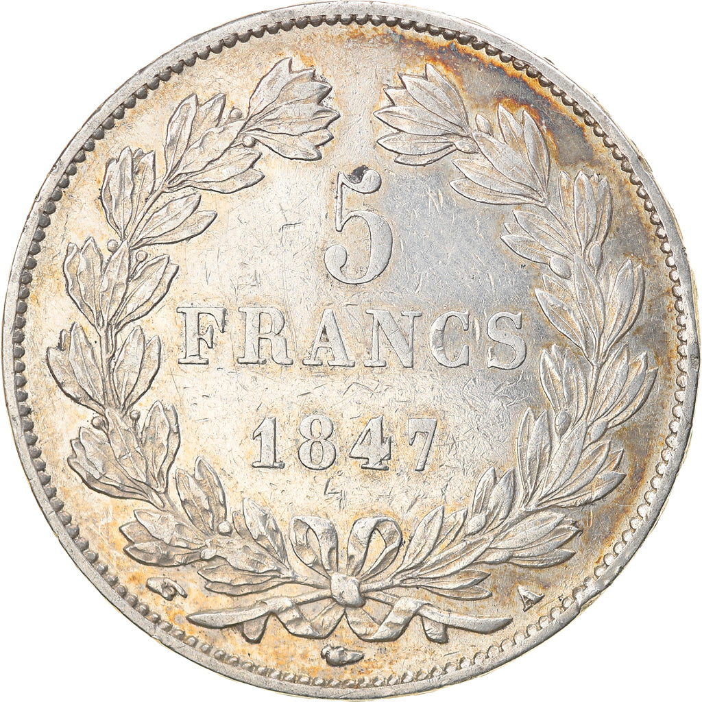 Coin, France, Louis-Philippe, 5 Francs, 1847, Paris, EF(40-45), Silver