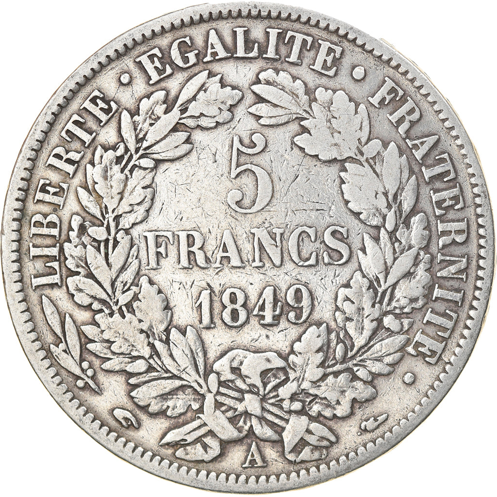 Münze, Frankreich, Cérès, 5 Francs, 1849, Paris, S+, Silber, KM:761.1
