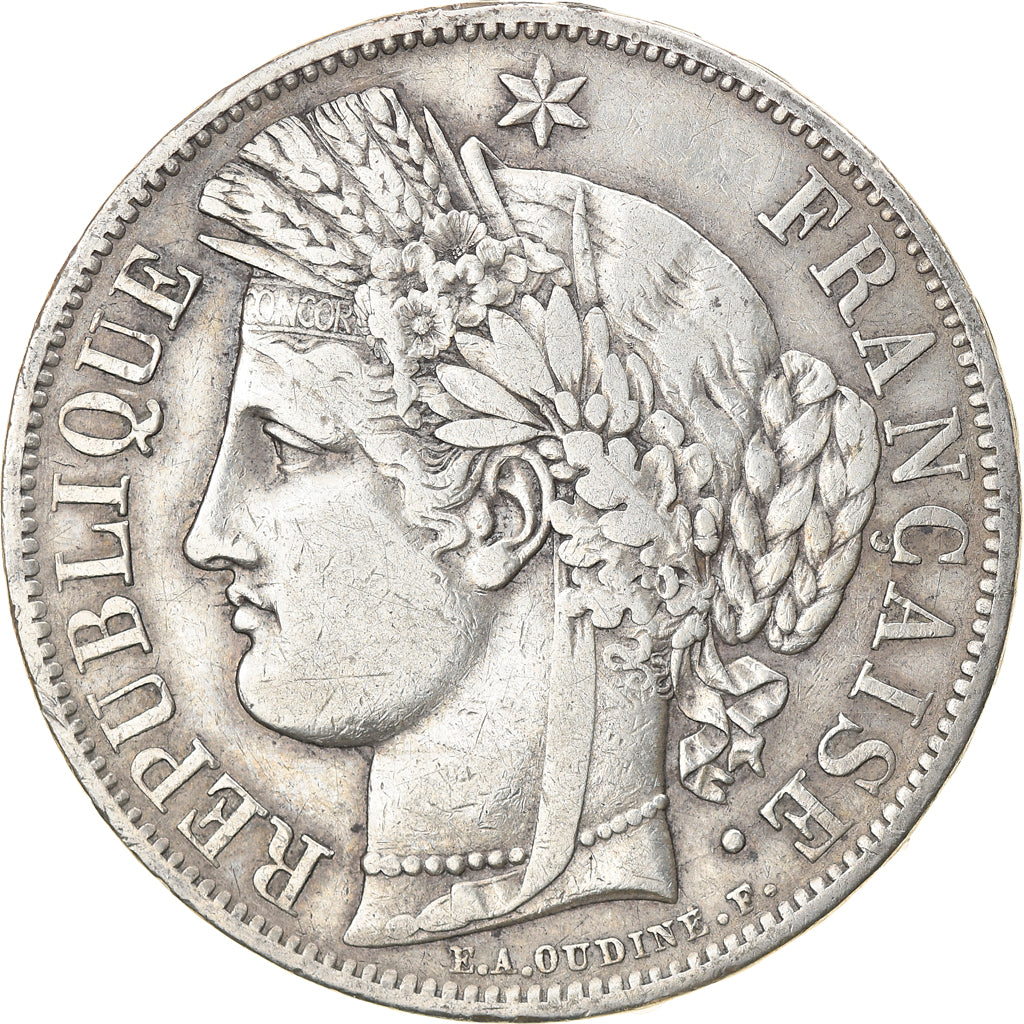 Moneta, Francia, Cérès, 5 Francs, 1849, Paris, BB, Argento, KM:761.1