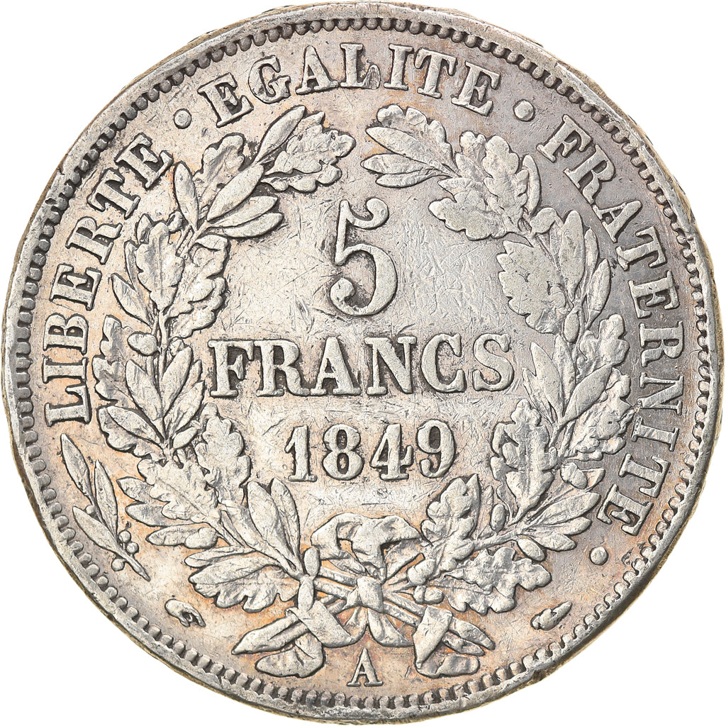 Moneta, Francia, Cérès, 5 Francs, 1849, Paris, BB, Argento, KM:761.1