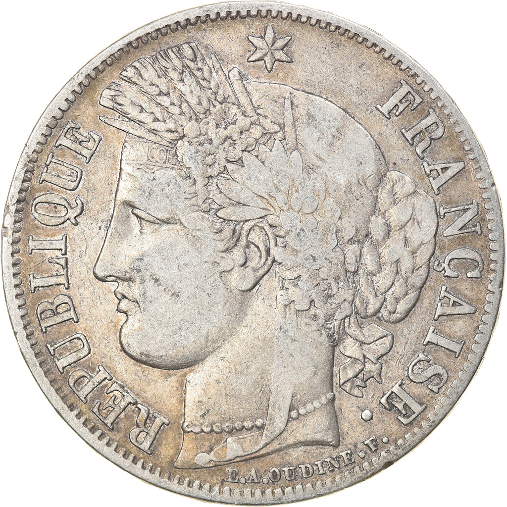 Moeda, França, Cérès, 5 Francs, 1850, Paris, EF(40-45), Prata, KM:761.1