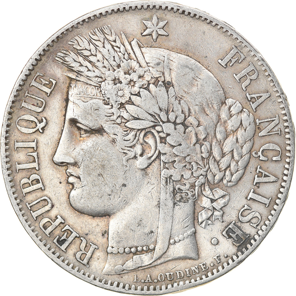 Moneta, Francia, Cérès, 5 Francs, 1850, Paris, BB, Argento, KM:761.1