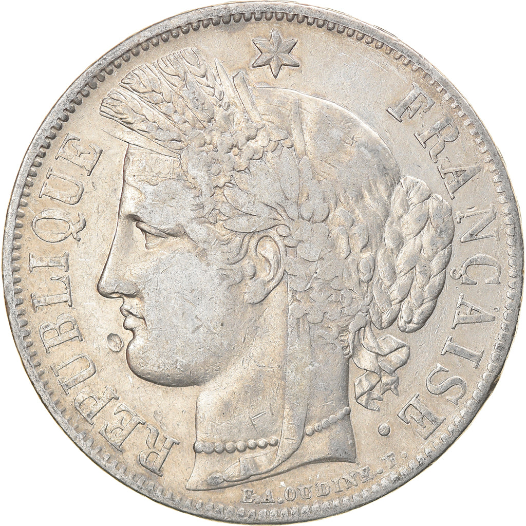 Moeda, França, Cérès, 5 Francs, 1850, Paris, EF(40-45), Prata, KM:761.1