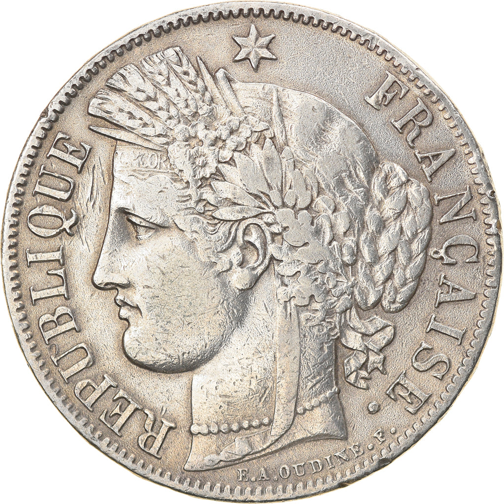 Moneta, Francia, Cérès, 5 Francs, 1850, Paris, BB, Argento, KM:761.1