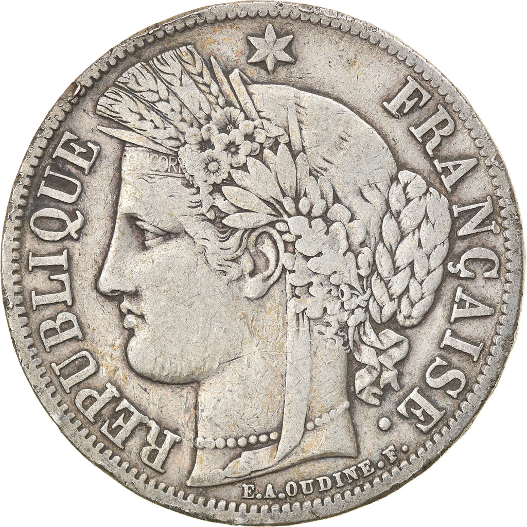 Moneta, Francia, Cérès, 5 Francs, 1851, Paris, BB, Argento, KM:761.1