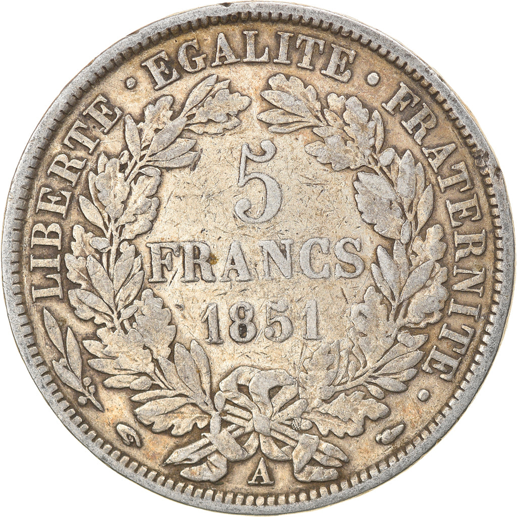 Münze, Frankreich, Cérès, 5 Francs, 1851, Paris, SS, Silber, KM:761.1