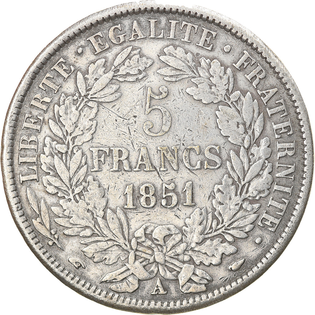 Münze, Frankreich, Cérès, 5 Francs, 1851, Paris, SS, Silber, KM:761.1