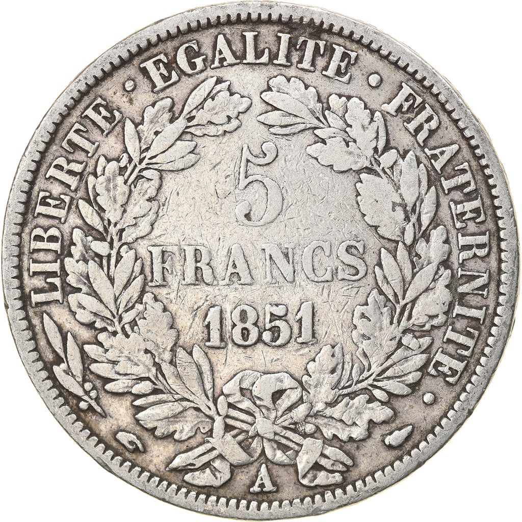 Münze, Frankreich, Cérès, 5 Francs, 1851, Paris, SS, Silber, KM:761.1