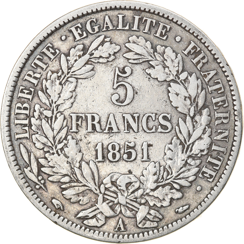 Münze, Frankreich, Cérès, 5 Francs, 1851, Paris, SS, Silber, KM:761.1