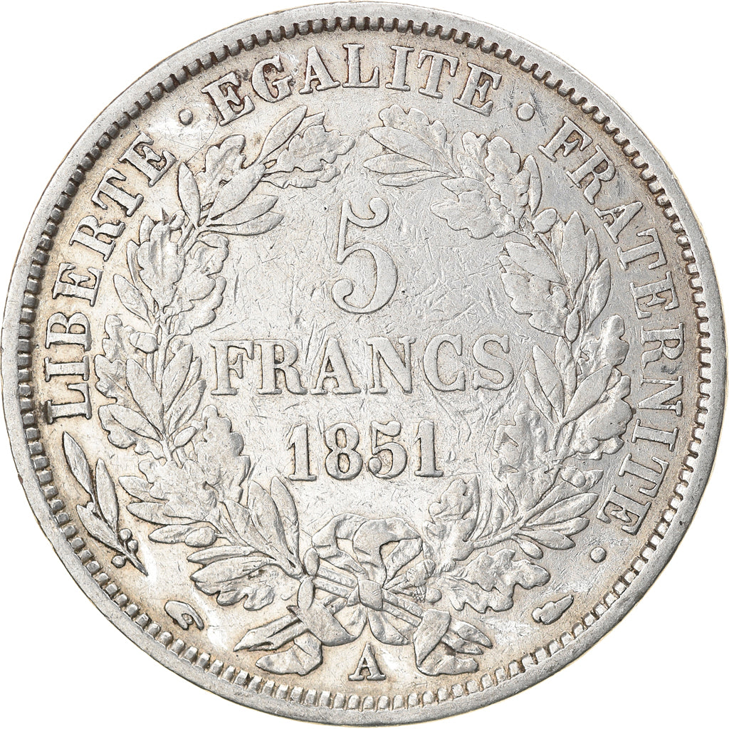 Moneta, Francia, Cérès, 5 Francs, 1851, Paris, BB, Argento, KM:761.1