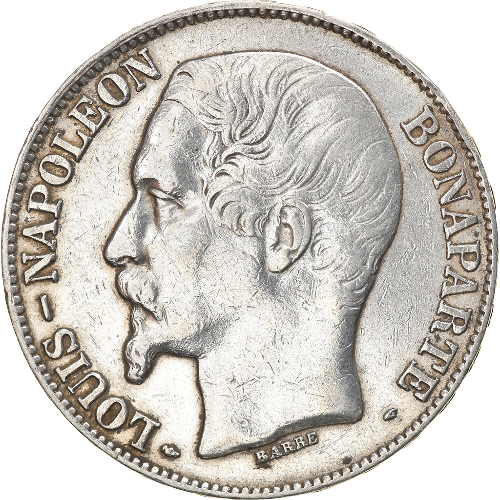 Moneda, Francia, Napoléon III, 5 Francs, 1852, Paris, BC+, Plata, KM:773.1