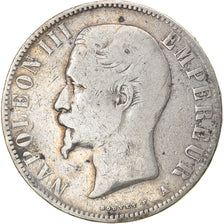 Moneda, Francia, Napoleon III, Napoléon III, 5 Francs, 1856, Paris, BC+, Plata