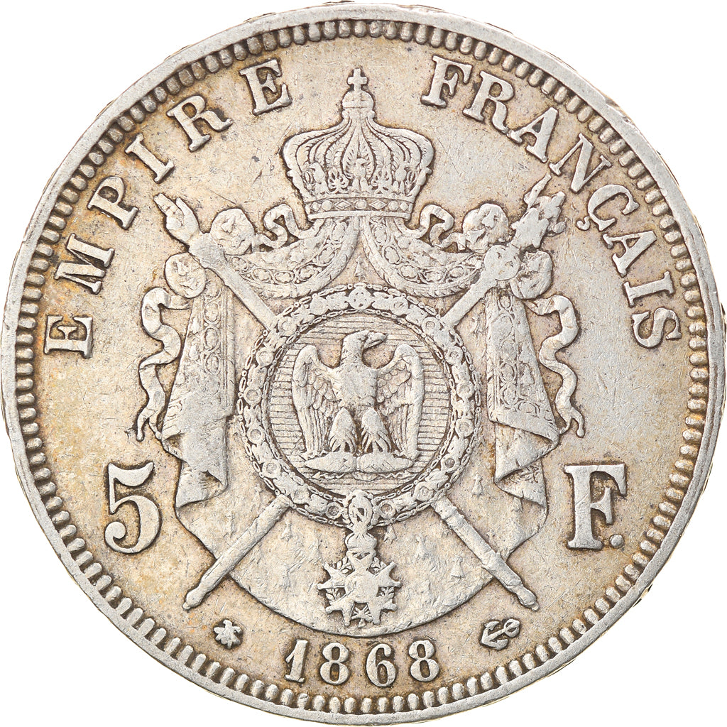 Moneta, Francia, Napoleon III, Napoléon III, 5 Francs, 1868, Paris, BB