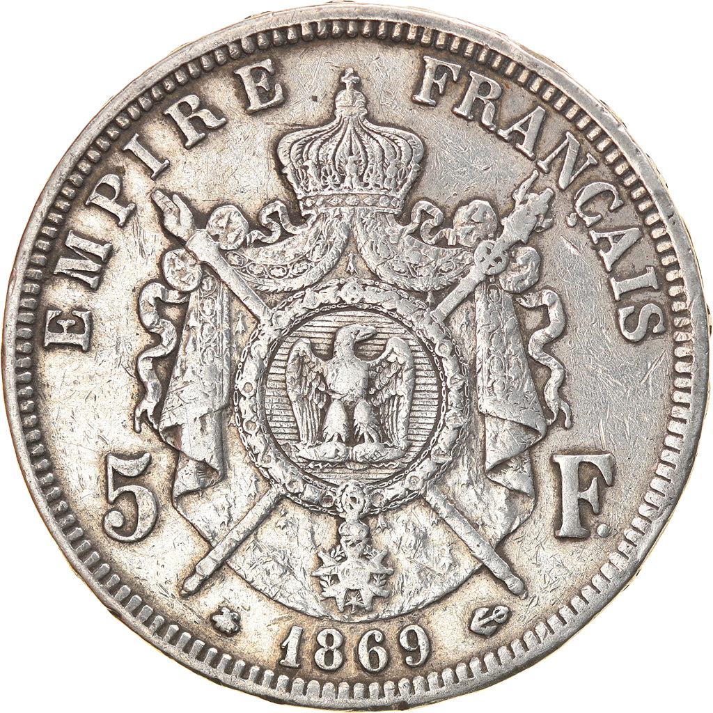 Coin, France, Napoleon III, Napoléon III, 5 Francs, 1869, Paris, EF(40-45)