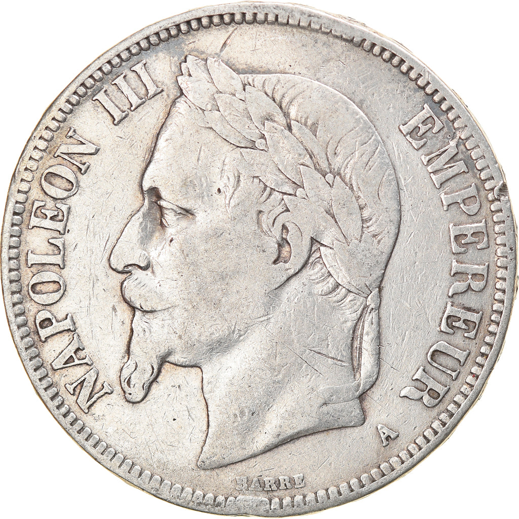 Munten, Frankrijk, Napoleon III, Napoléon III, 5 Francs, 1870, Paris, FR+