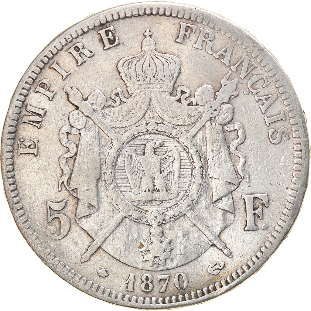 Munten, Frankrijk, Napoleon III, Napoléon III, 5 Francs, 1870, Paris, FR+