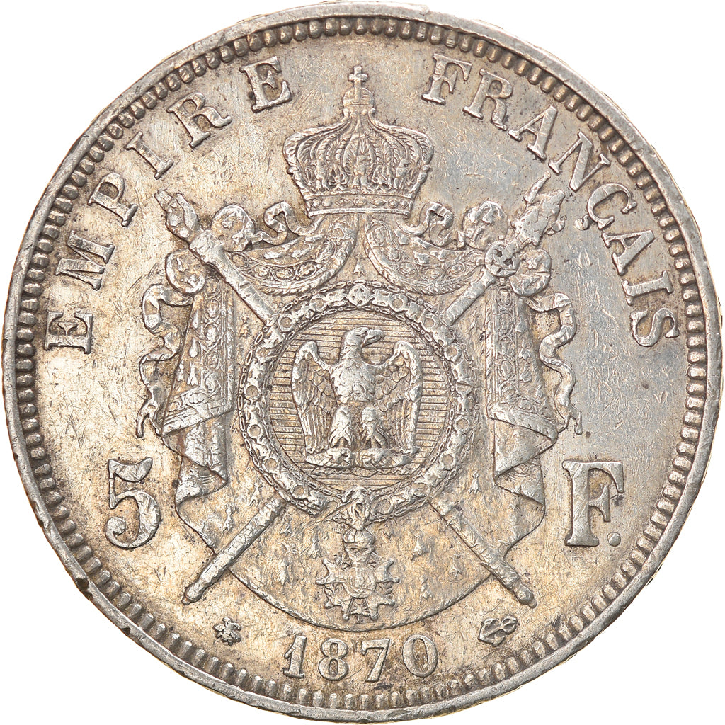 Coin, France, Napoleon III, Napoléon III, 5 Francs, 1870, Paris, EF(40-45)