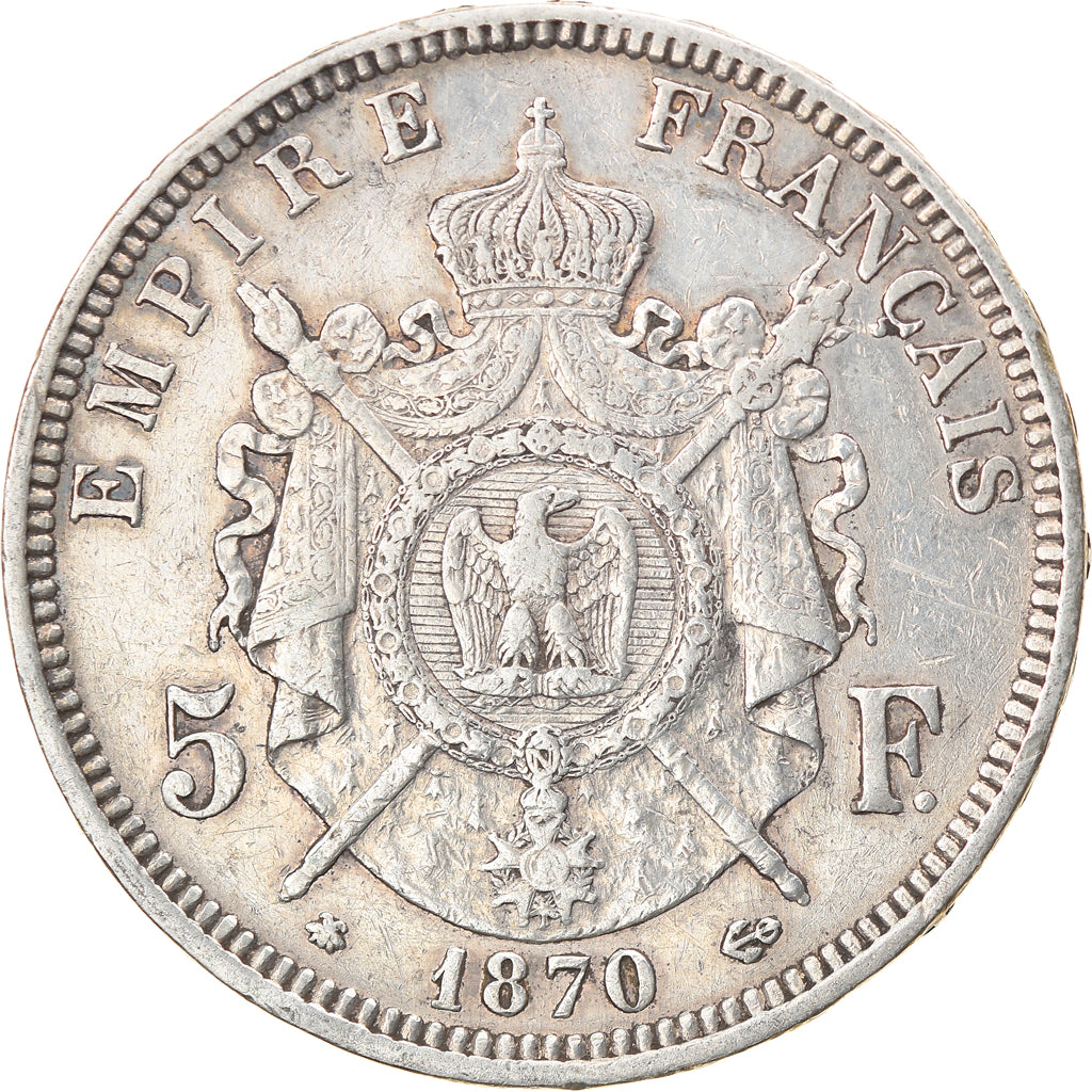 Moeda, França, Napoleon III, Napoléon III, 5 Francs, 1870, Paris, EF(40-45)