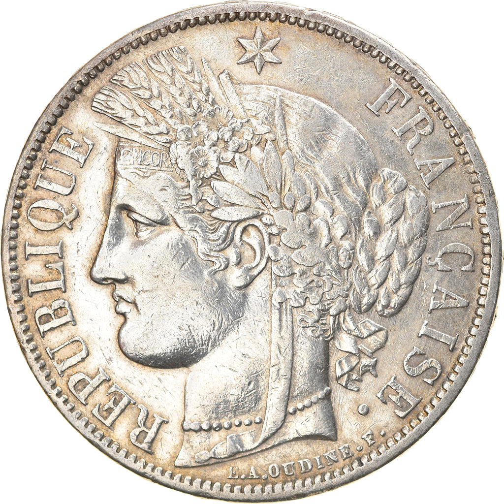 Moneta, Francia, Cérès, 5 Francs, 1870, Paris, MB+, Argento, KM:819