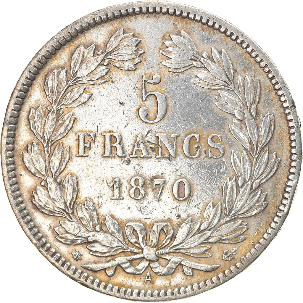 Moneta, Francia, Cérès, 5 Francs, 1870, Paris, MB+, Argento, KM:819