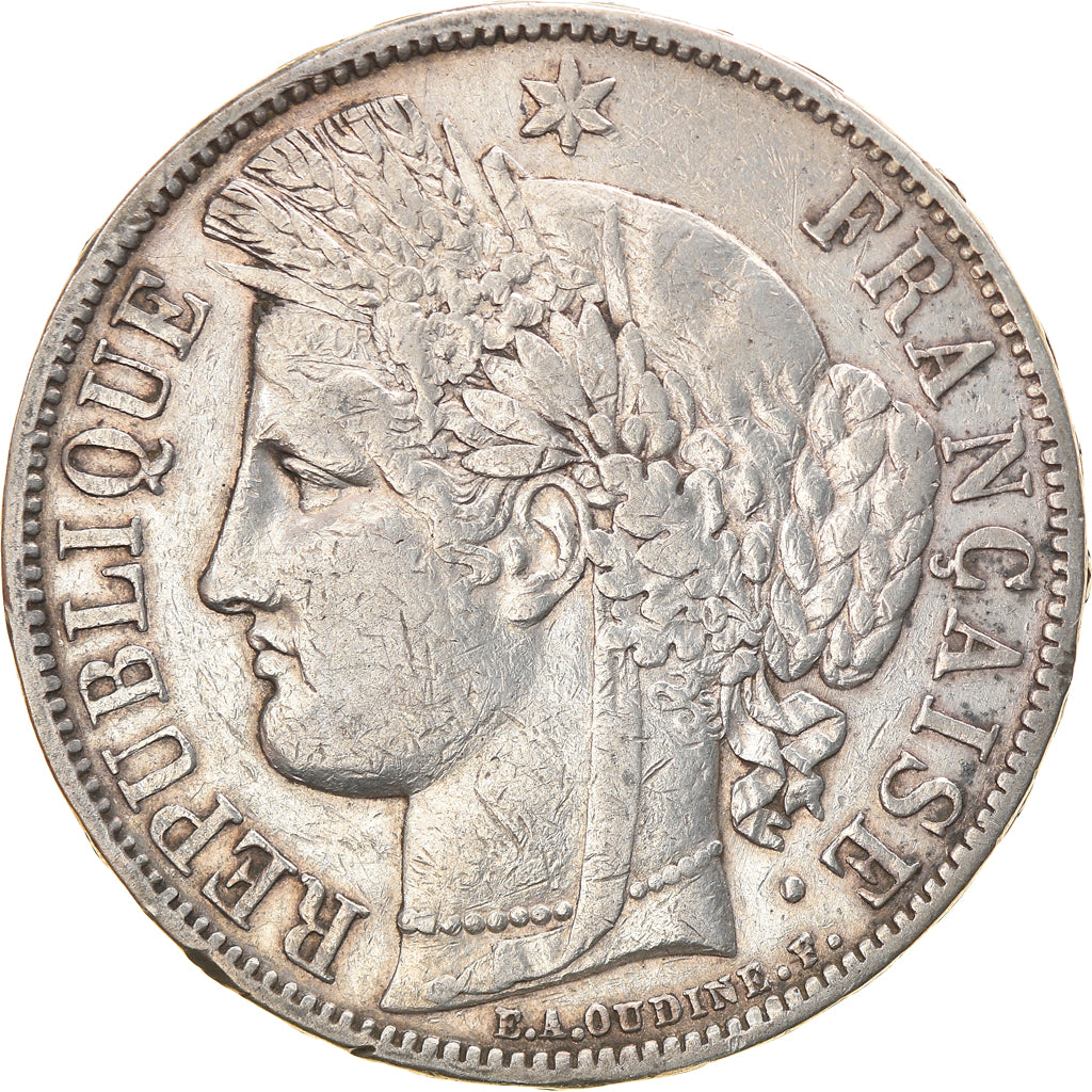 Moneta, Francia, Cérès, 5 Francs, 1870, Paris, MB+, Argento, KM:818.1