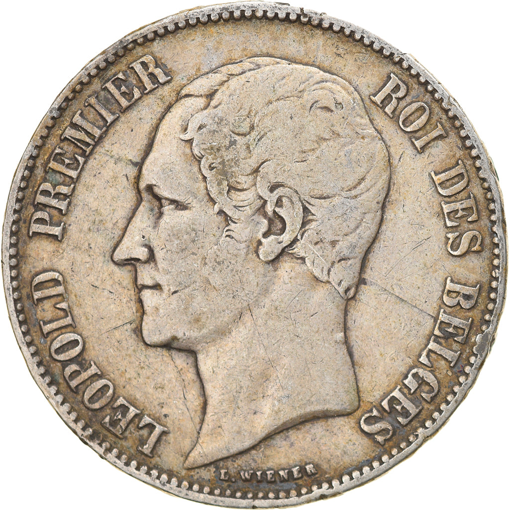 Moneta, Belgio, Leopold I, 5 Francs, 5 Frank, 1865, Point après F, MB+