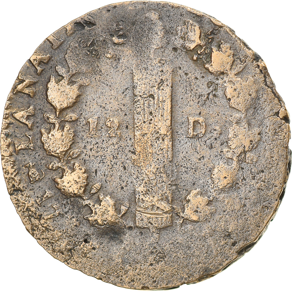 Moneta, Francja, Louis XVI, 12 Deniers, 1792, Saumur, frappe médaille +