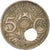 Moneta, Francja, Lindauer, 5 Centimes, 1938, Paris, Otwór poza środkiem