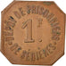 Coin, France, 1 Franc, EF(40-45), Copper, Elie:10.4